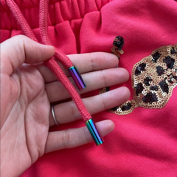 QUEEN OF SPARKLES sequin leopard shorts red size Medium - Picture 4 of 9